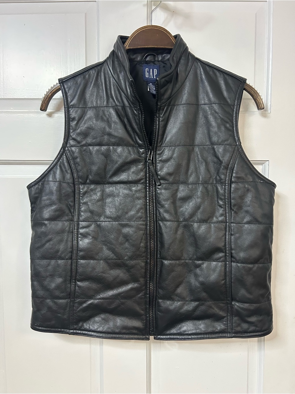 GAP Vintage Women’s Black Quilted Leather Vest